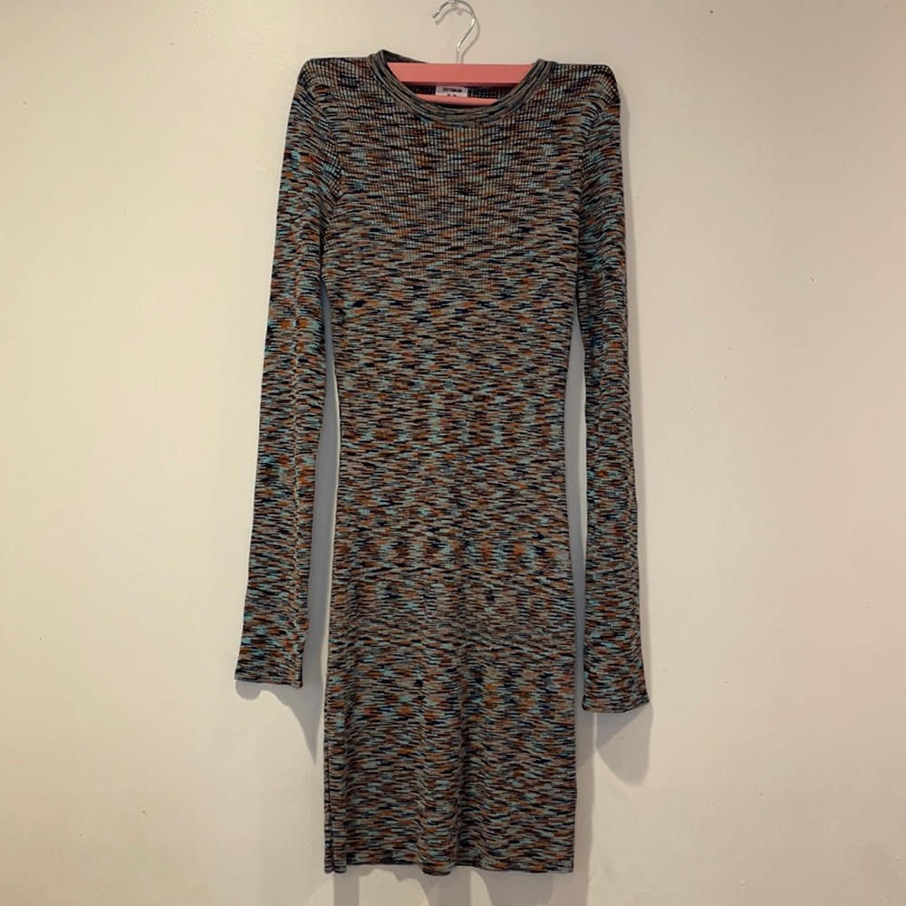 Space Dye blue and brown knit dress